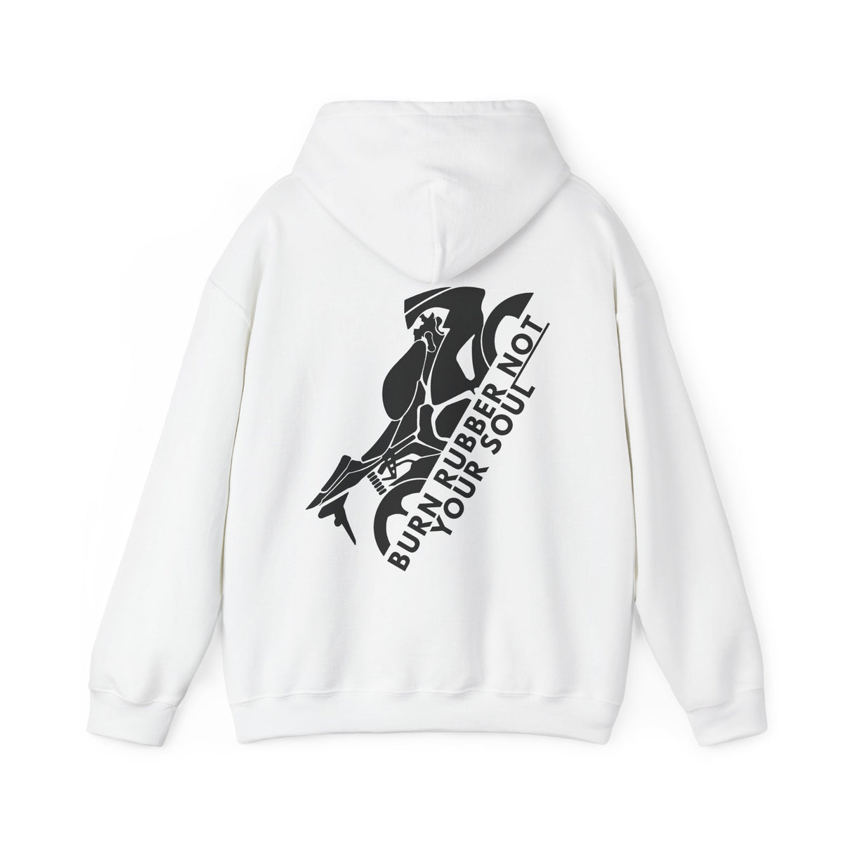 Unisex Heavy Blend™ Hooded Sweatshirt (Burn Rubber, Not Your Soul) 3 Back