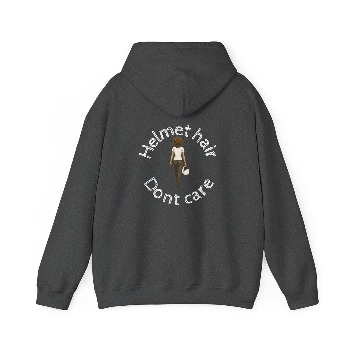 Unisex Heavy Blend™ Hooded Sweatshirt (Helmet Hair, Dont Care) Back