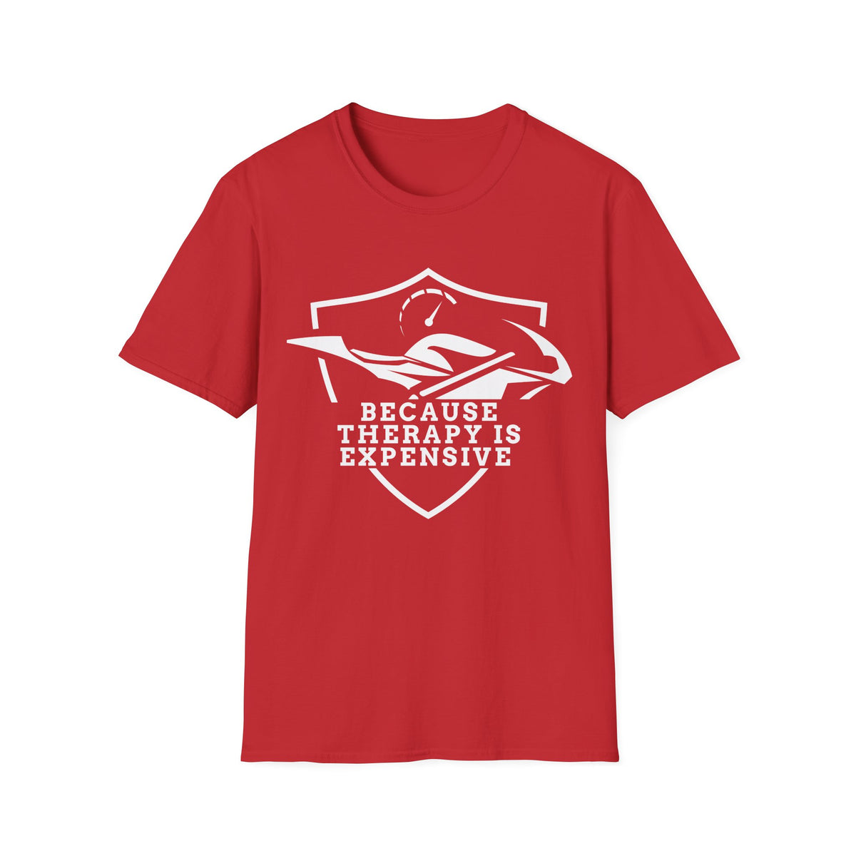 Motorbike T-shirt with 'Because Therapy is Expensive' (1)