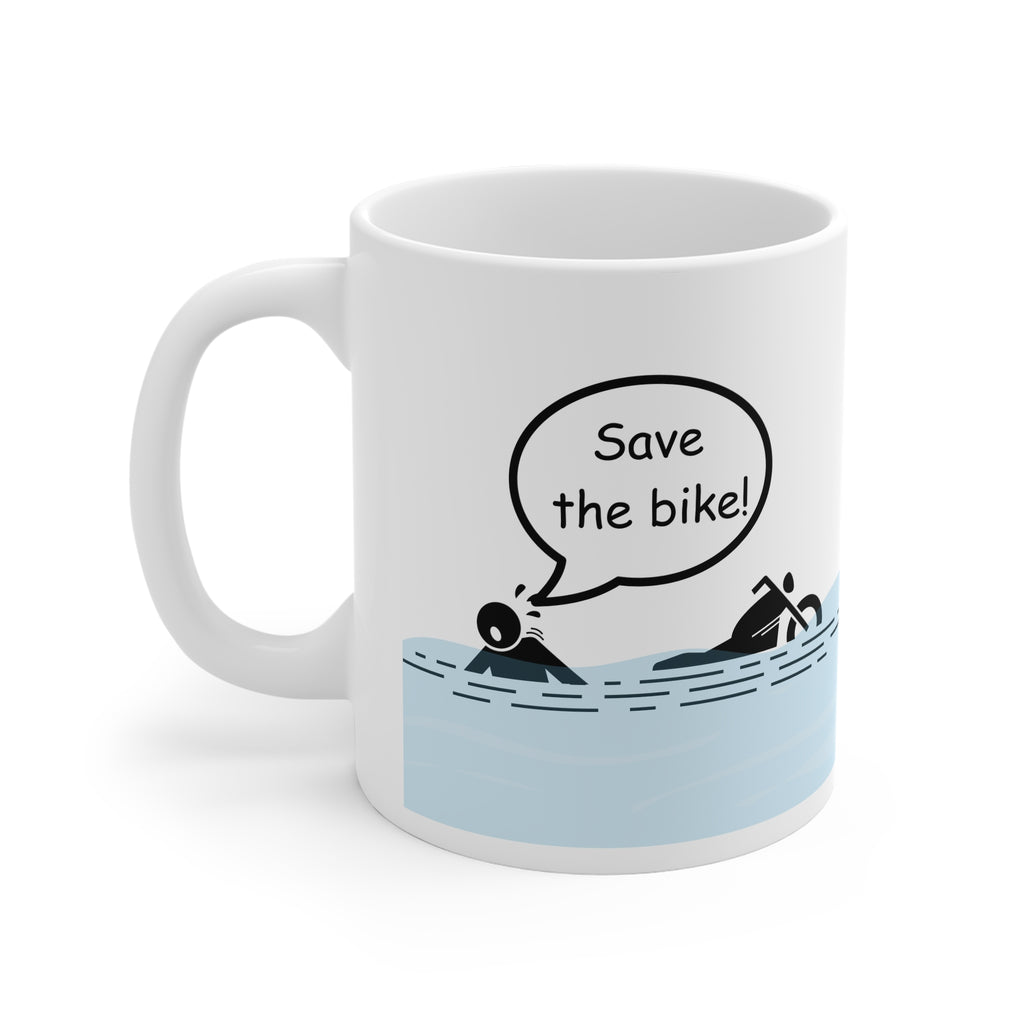 11oz White Mug With (Save the bike)