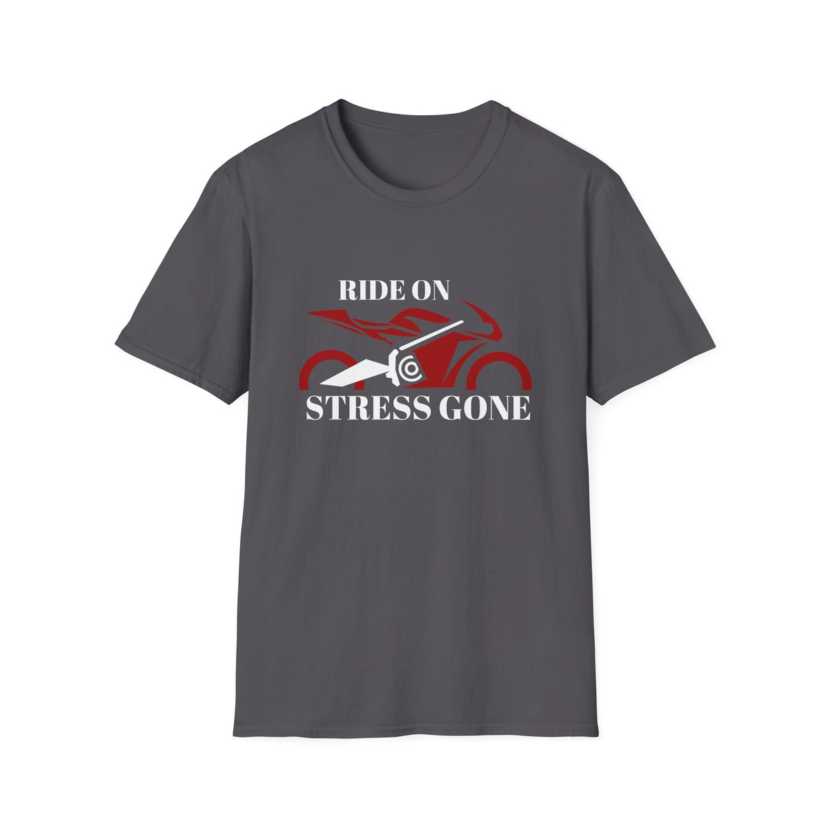 Motorbike T-shirt with 'Ride On, Stress Gone'