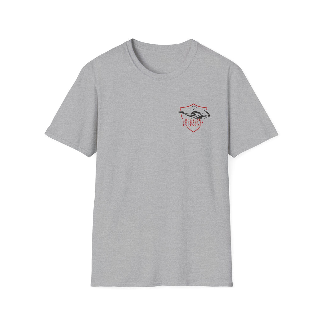Motorbike T-shirt with 'Because Therapy is Expensive' (4) Small Logo