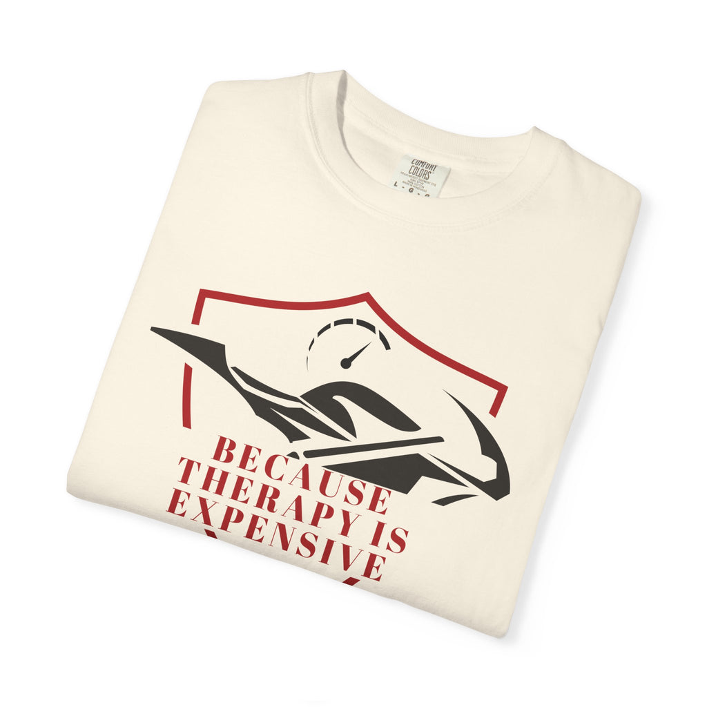 Non UK Sales Motorbike t-shirt  (Because Therapy is expensive) R/W