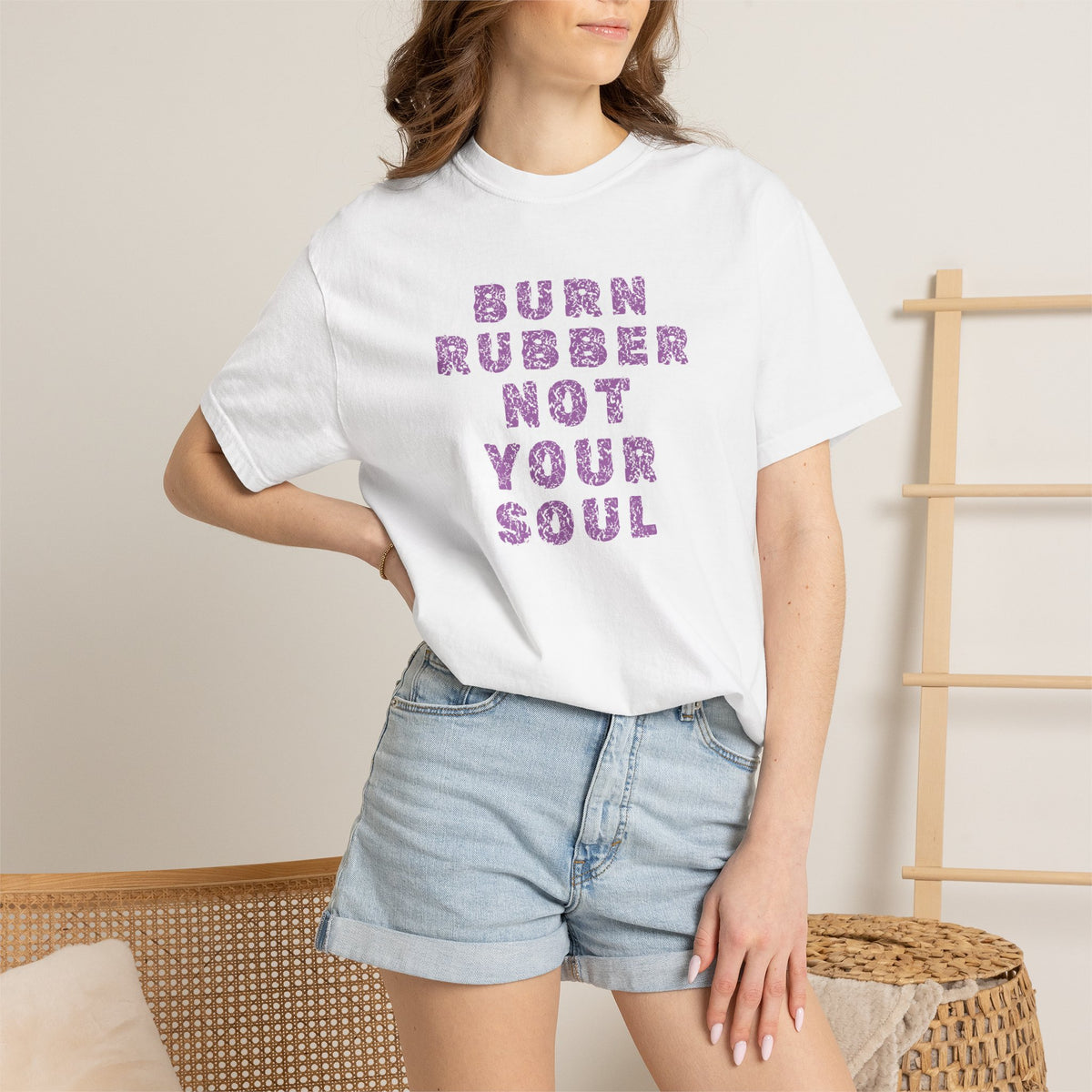 Non UK Sales Motorbike t-shirt  (Burn rubber, Not your soul) Words P/W