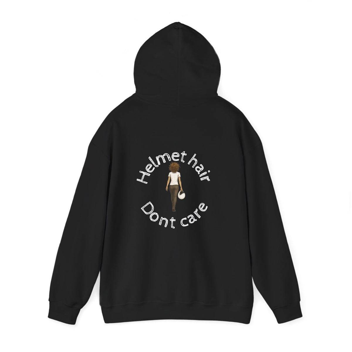 Unisex Heavy Blend™ Hooded Sweatshirt (Helmet Hair, Dont Care) Back