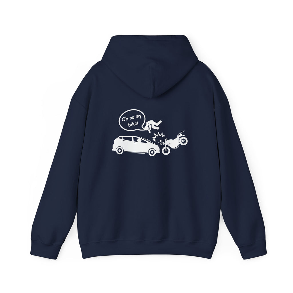 Non UK Sales Hooded Sweatshirt (Oh no my bike (Car) B/W