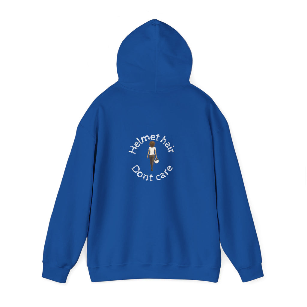 Non UK Sales Hooded Sweatshirt (Helmet hair, Don't care) W/B