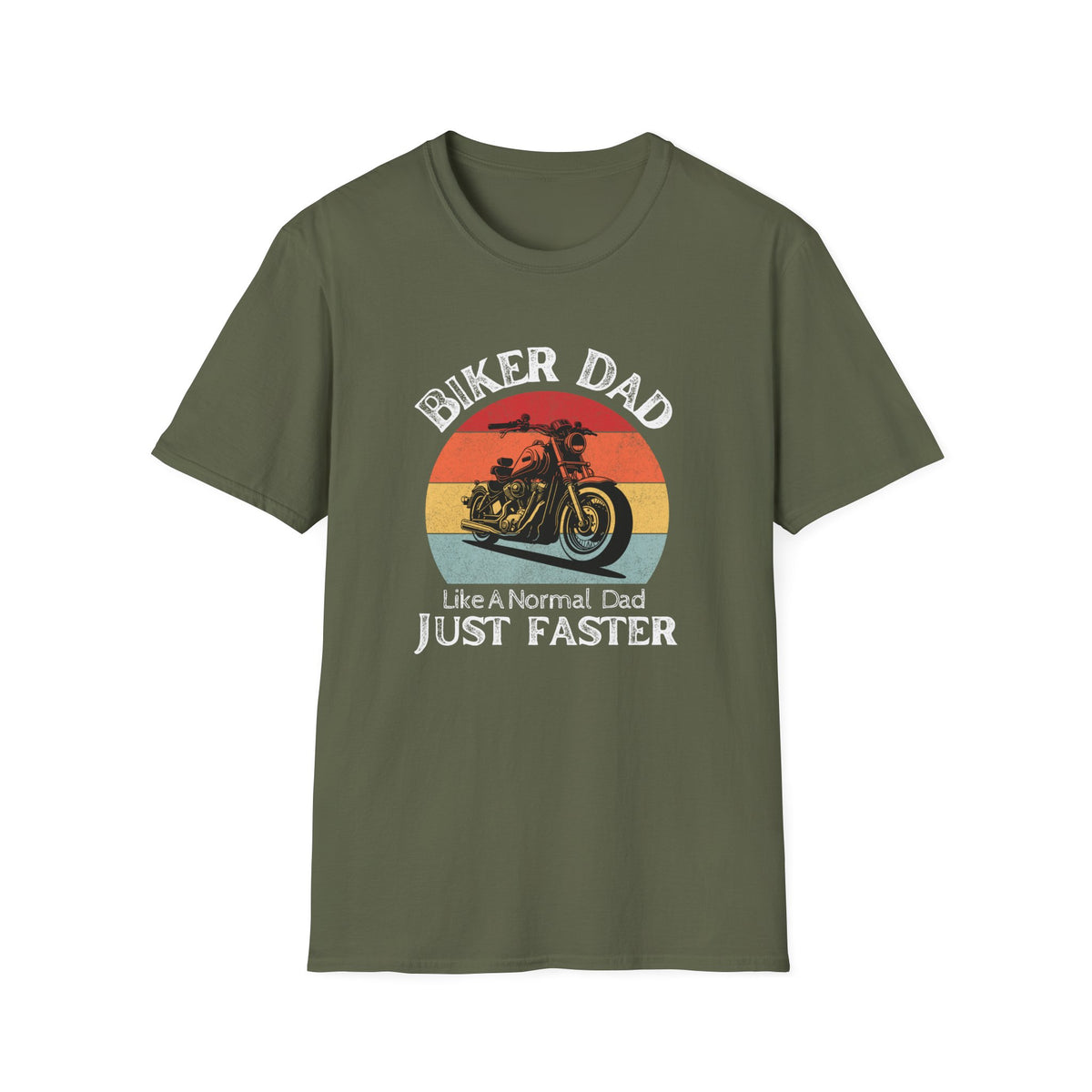 Motorbike T-shirt with 'Biker dad, Like a normal dad, Just faster' (2)