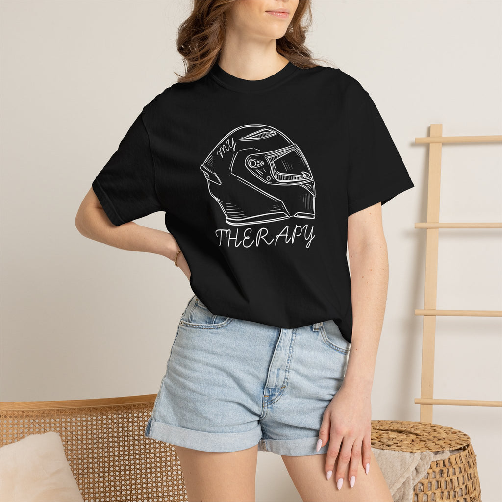Non UK Sales Motorbike t-shirt  (My therapy)  Helmet W/B