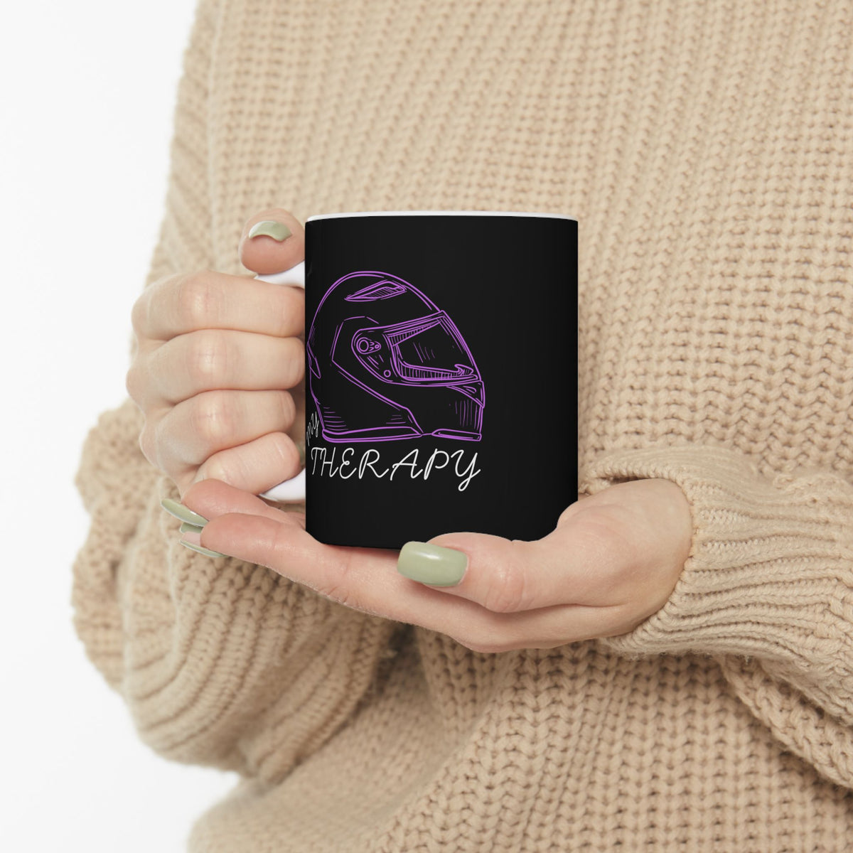 Non UK Sales 11oz And 15oz White Mug With (My Therapy) Purple
