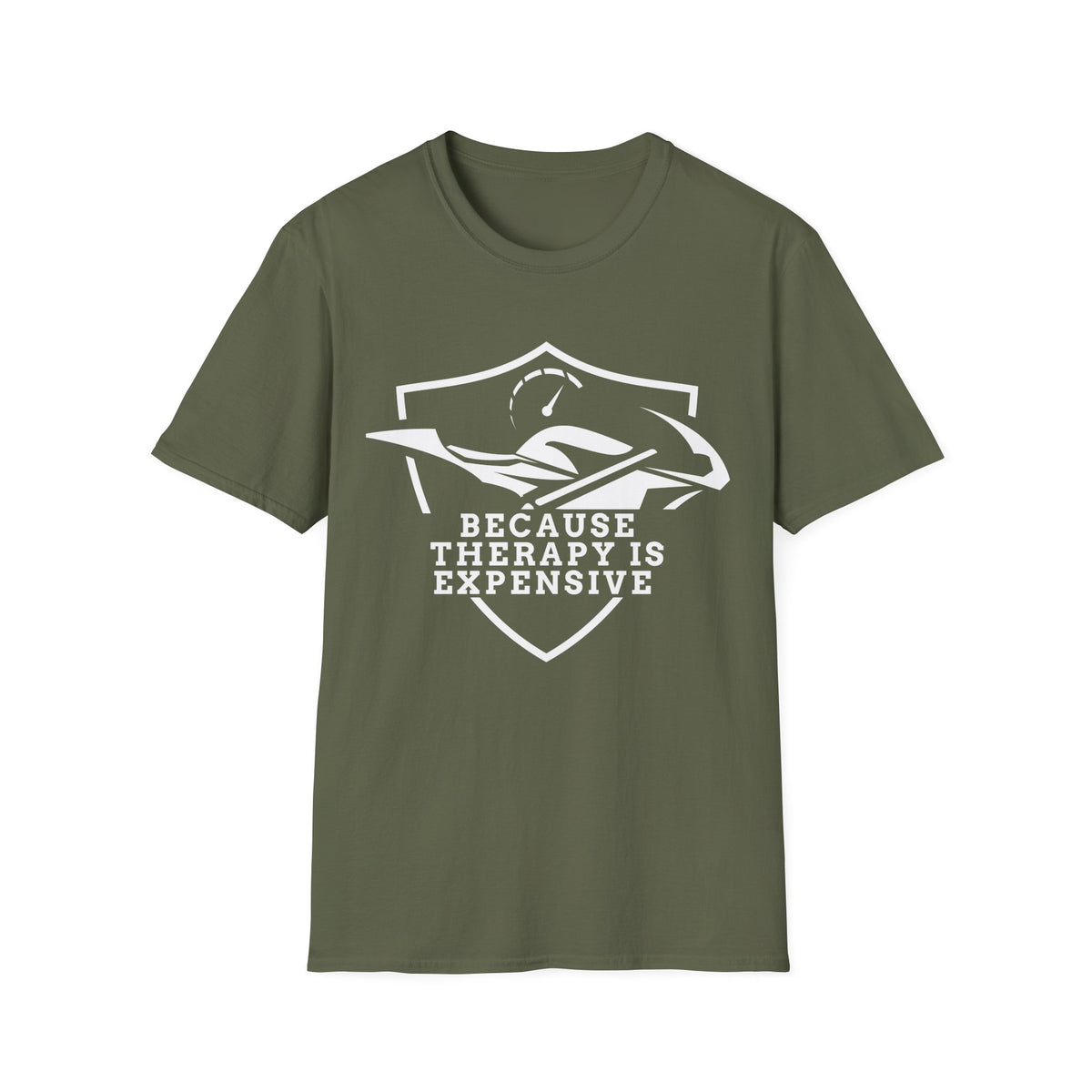 Motorbike T-shirt with 'Because Therapy is Expensive' (1)