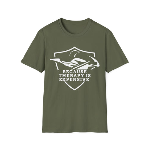 Motorbike T-shirt with 'Because Therapy is Expensive' (1)