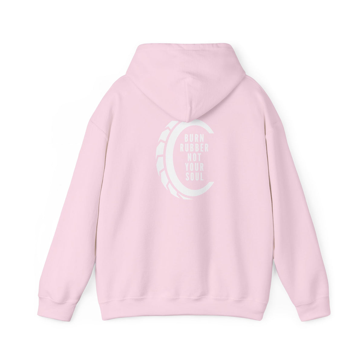 Non UK Sales Hooded Sweatshirt (Burn rubber, Not your soul) W/B