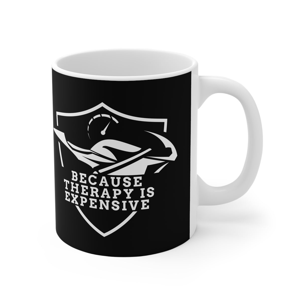 11oz White Mug With (Because therapy is expensive) (1)