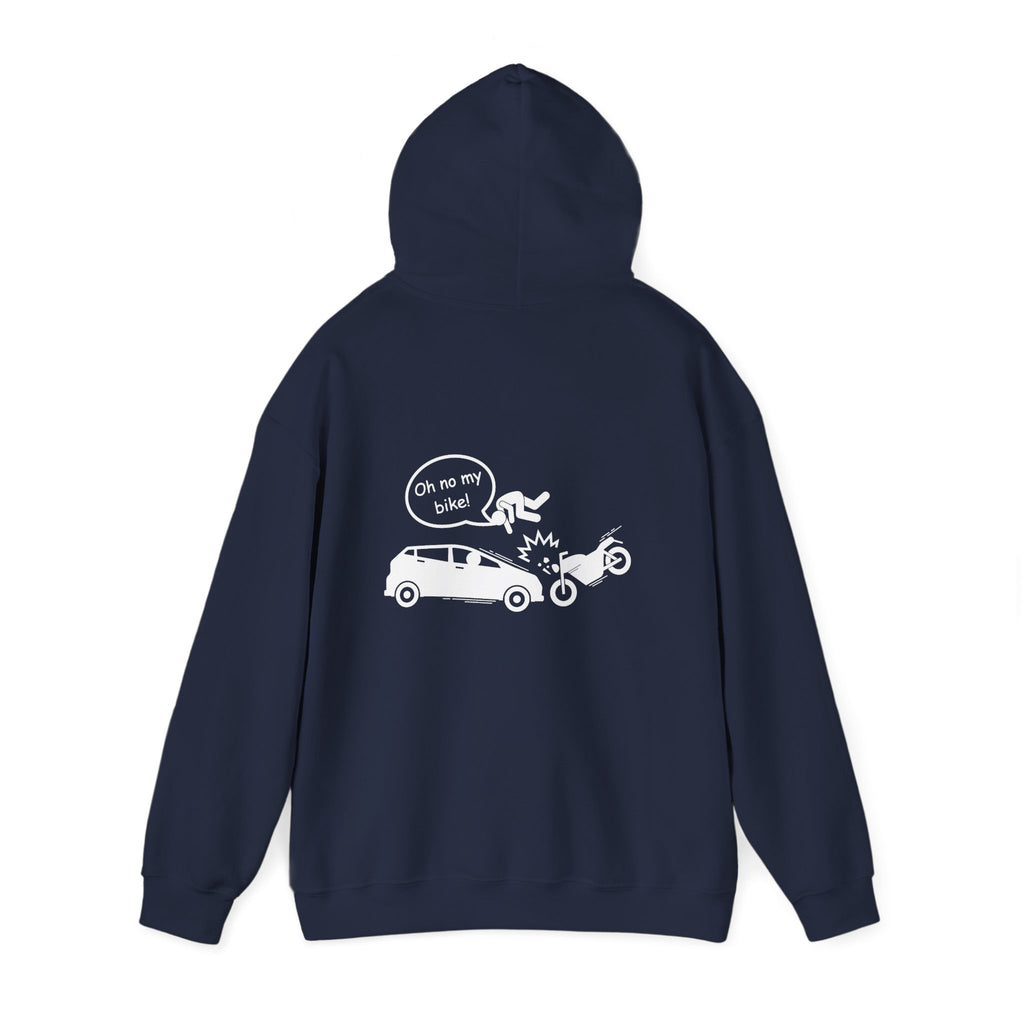 Non UK Sales Hooded Sweatshirt (Oh no my bike (Car) B/W