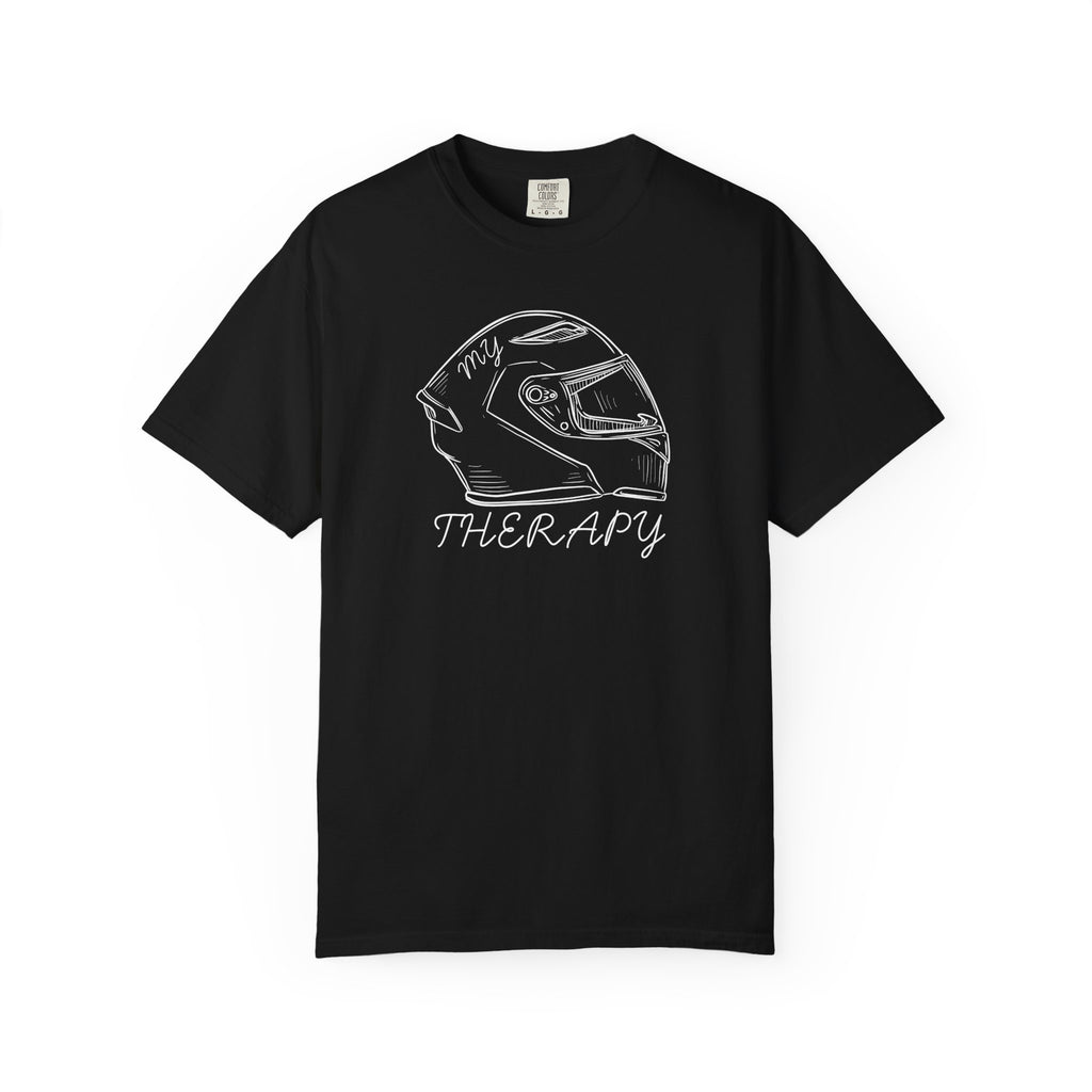 Non UK Sales Motorbike t-shirt  (My therapy)  Helmet W/B