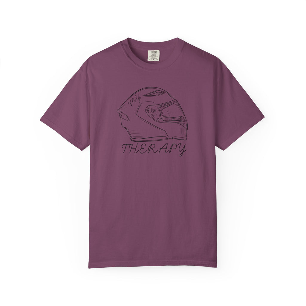 Non UK Sales Motorbike t-shirt  (My therapy)  Helmet B/W