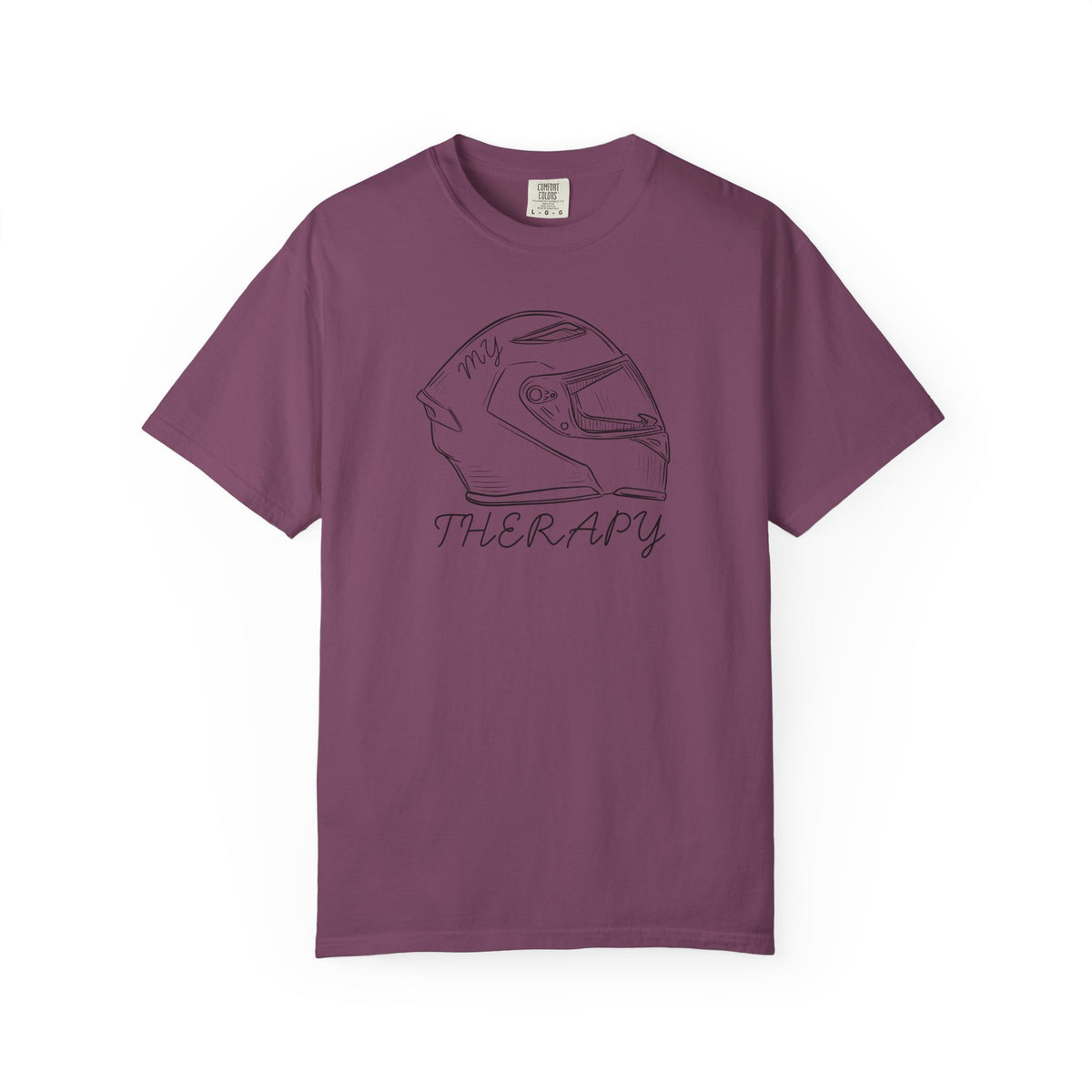 Non UK Sales Motorbike t-shirt  (My therapy)  Helmet B/W