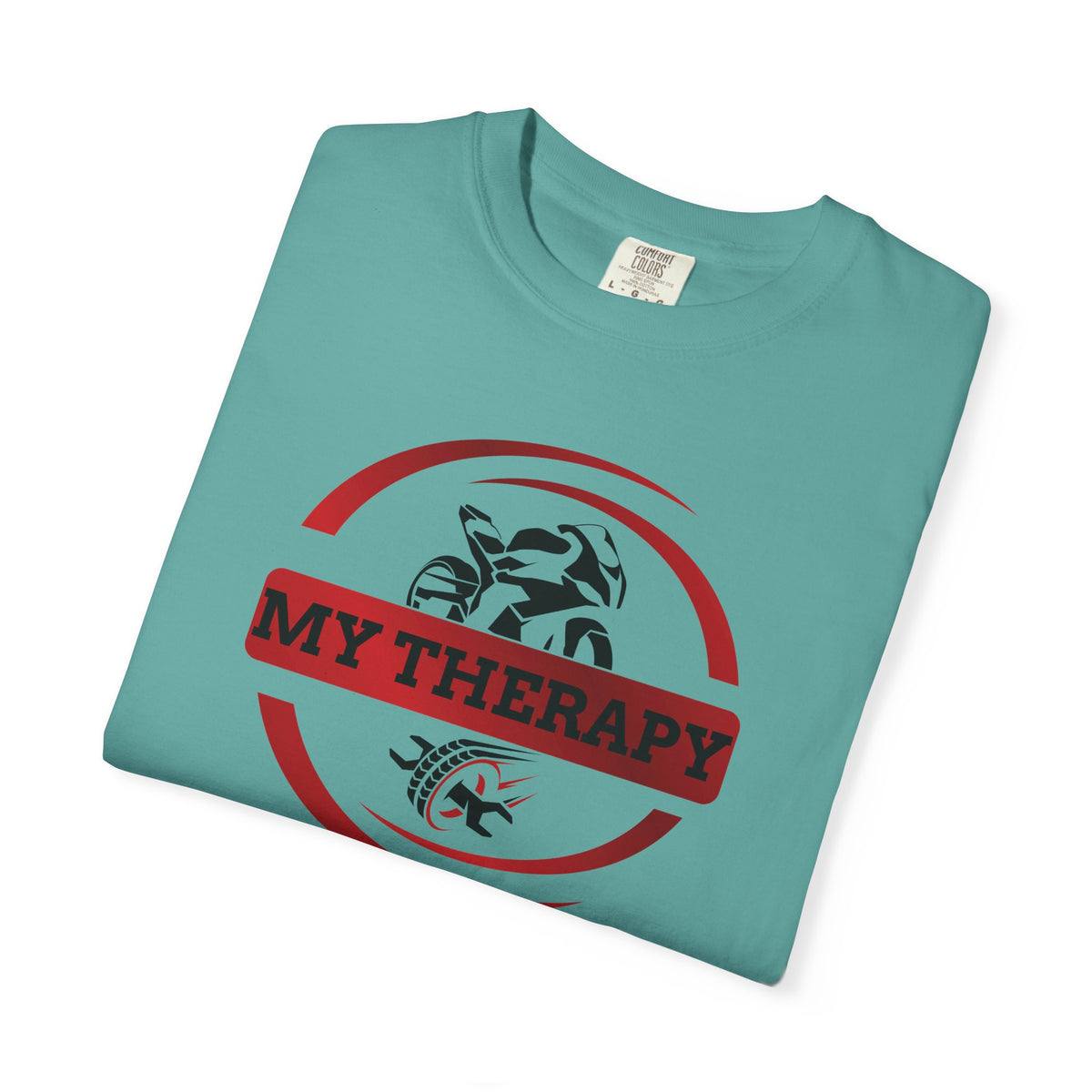Non UK Sales Motorbike t-shirt  (My therapy) Swirl R/W