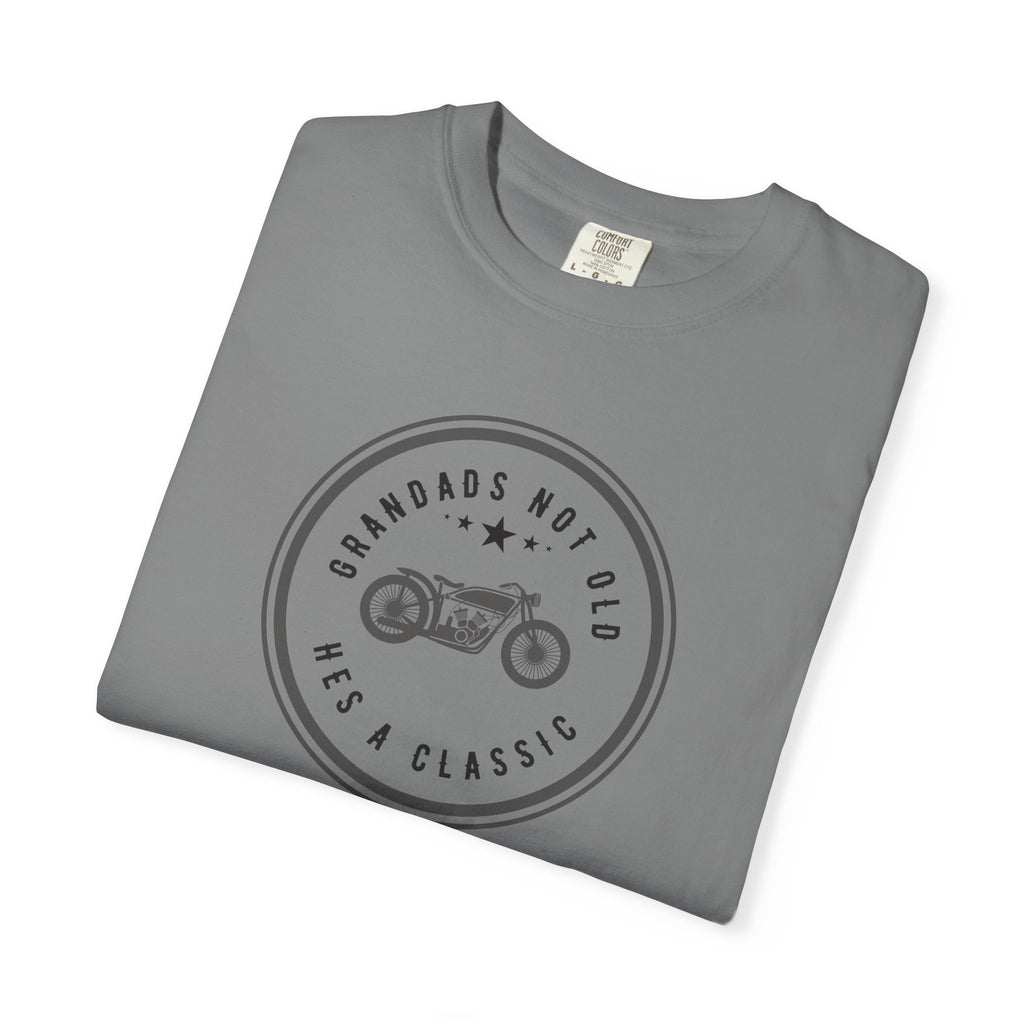 Non UK Sales Motorbike t-shirt  (Grandads not old, Hes a classic) B/W