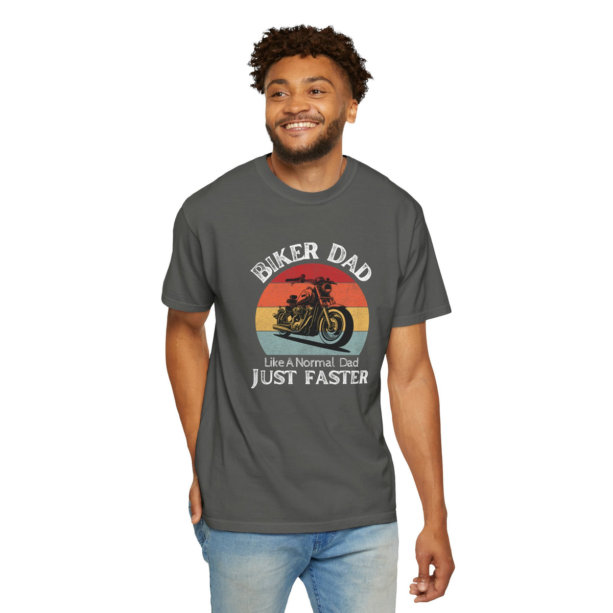 Non UK Sales Motorbike t-shirt  (Biker Dad, Like a normal Dad, Just faster) W/B