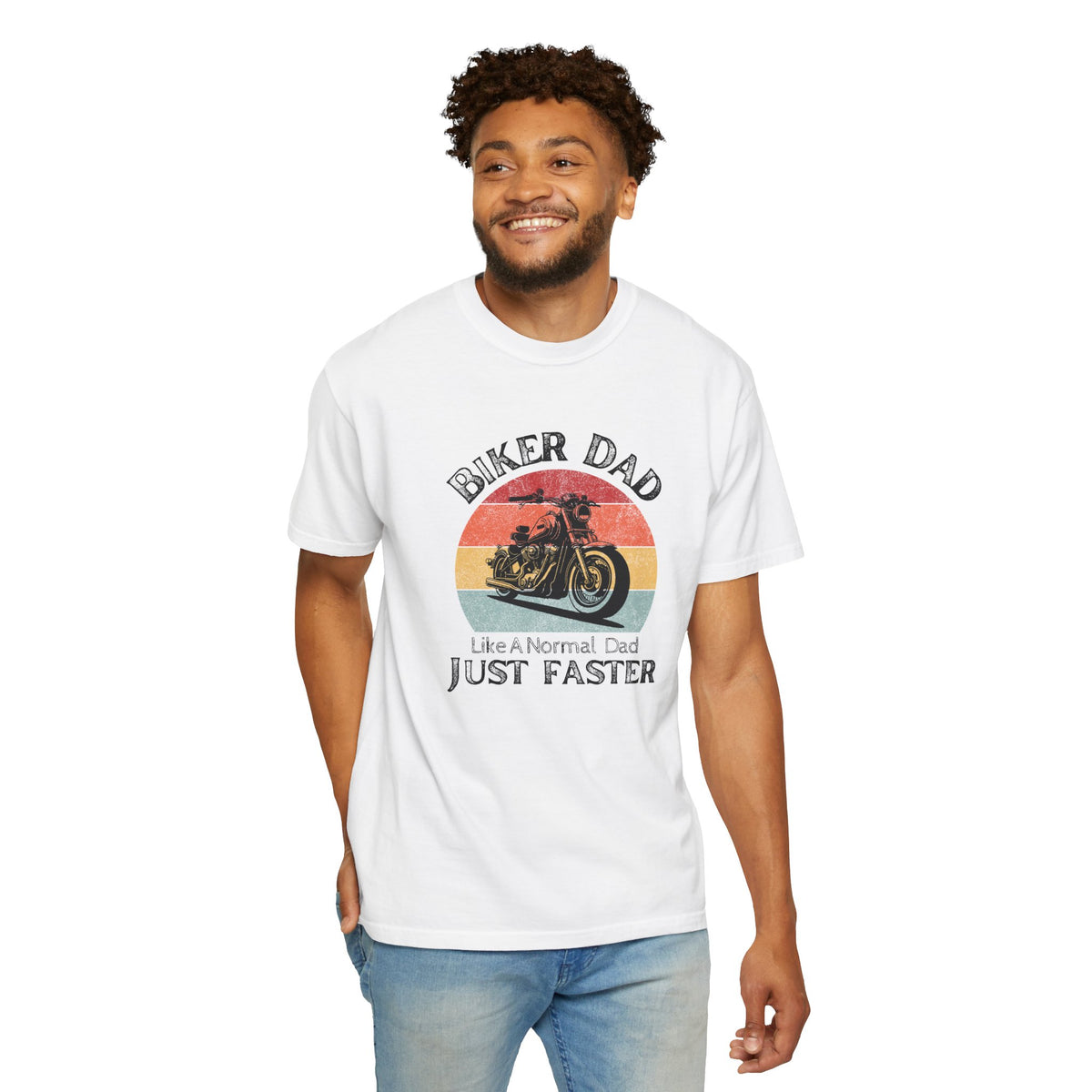 Non UK Sales Motorbike t-shirt  (Biker Dad, Like a normal Dad, Just faster) B/W