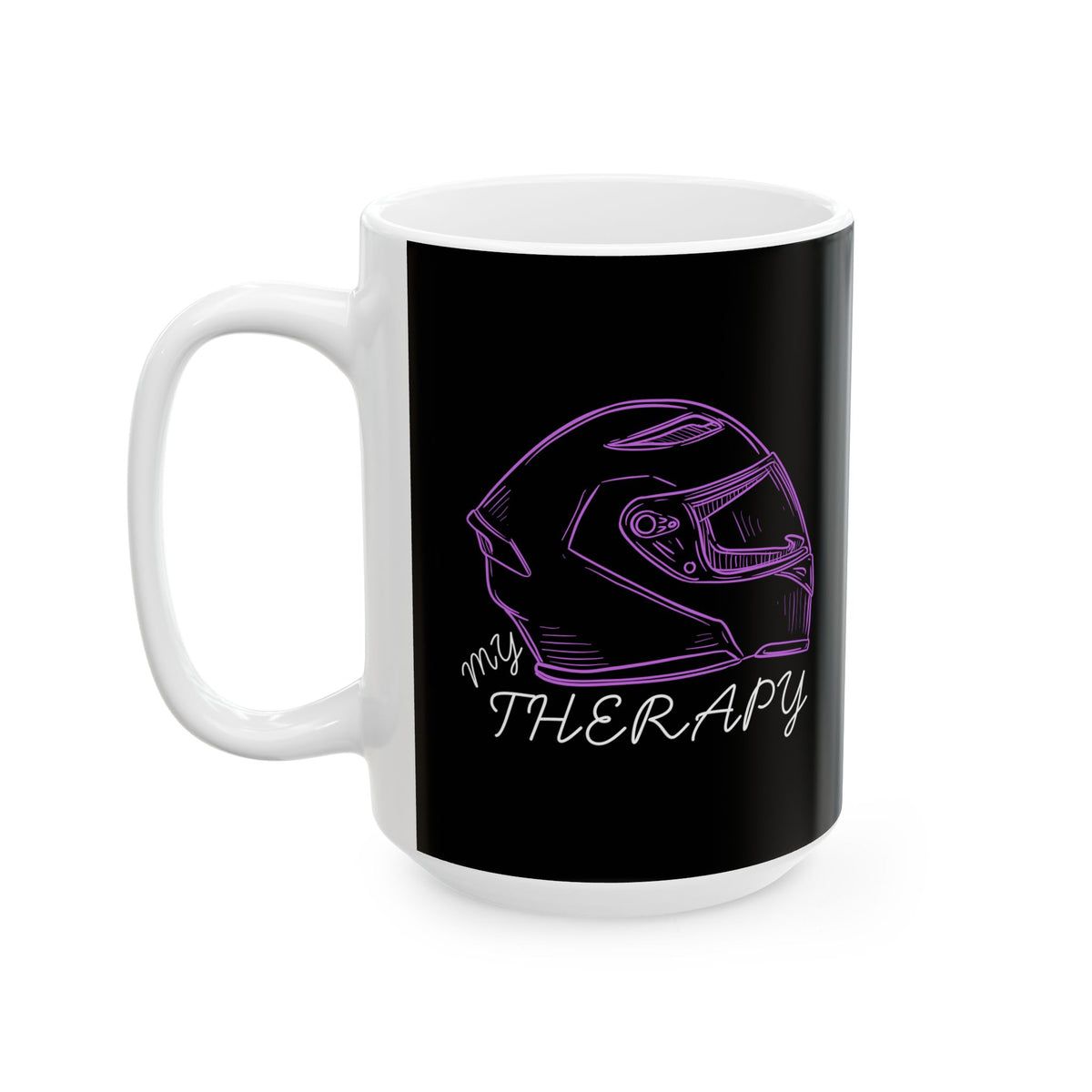 Non UK Sales 11oz And 15oz White Mug With (My Therapy) Purple