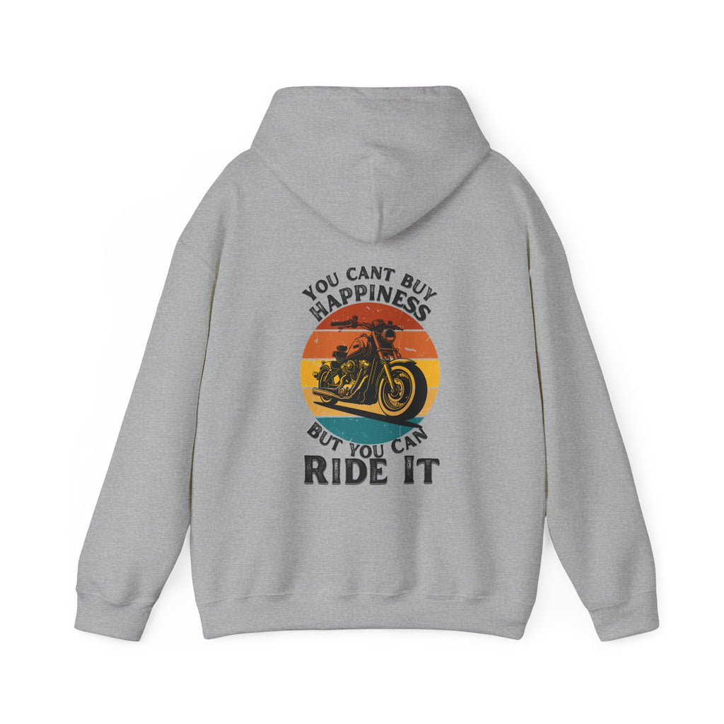 Unisex Heavy Blend™ Hooded Sweatshirt (You Cant Buy Happiness But You Can Ride It) 2 Back