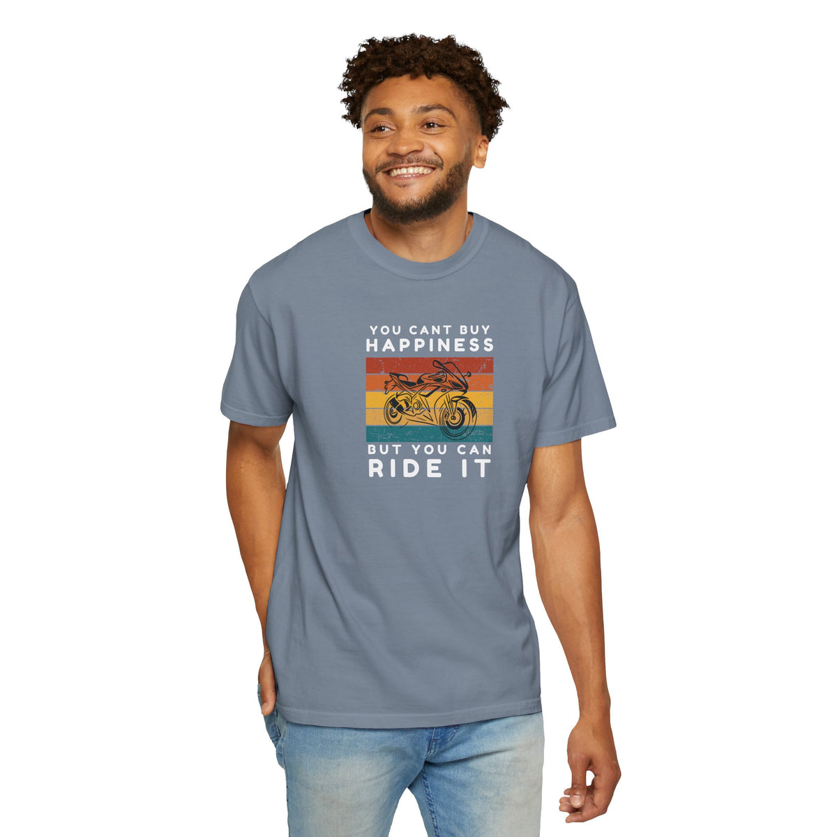 Non UK Sales Motorbike t-shirt  (You Cant buy happiness, But you can ride it)  W/Bs