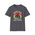 Motorbike T-shirt with 'Biker dad, Like a normal dad, Just faster' (2)