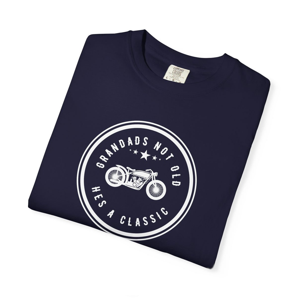 Non UK Sales Motorbike t-shirt  (Grandads not old, Hes a classic) W/B