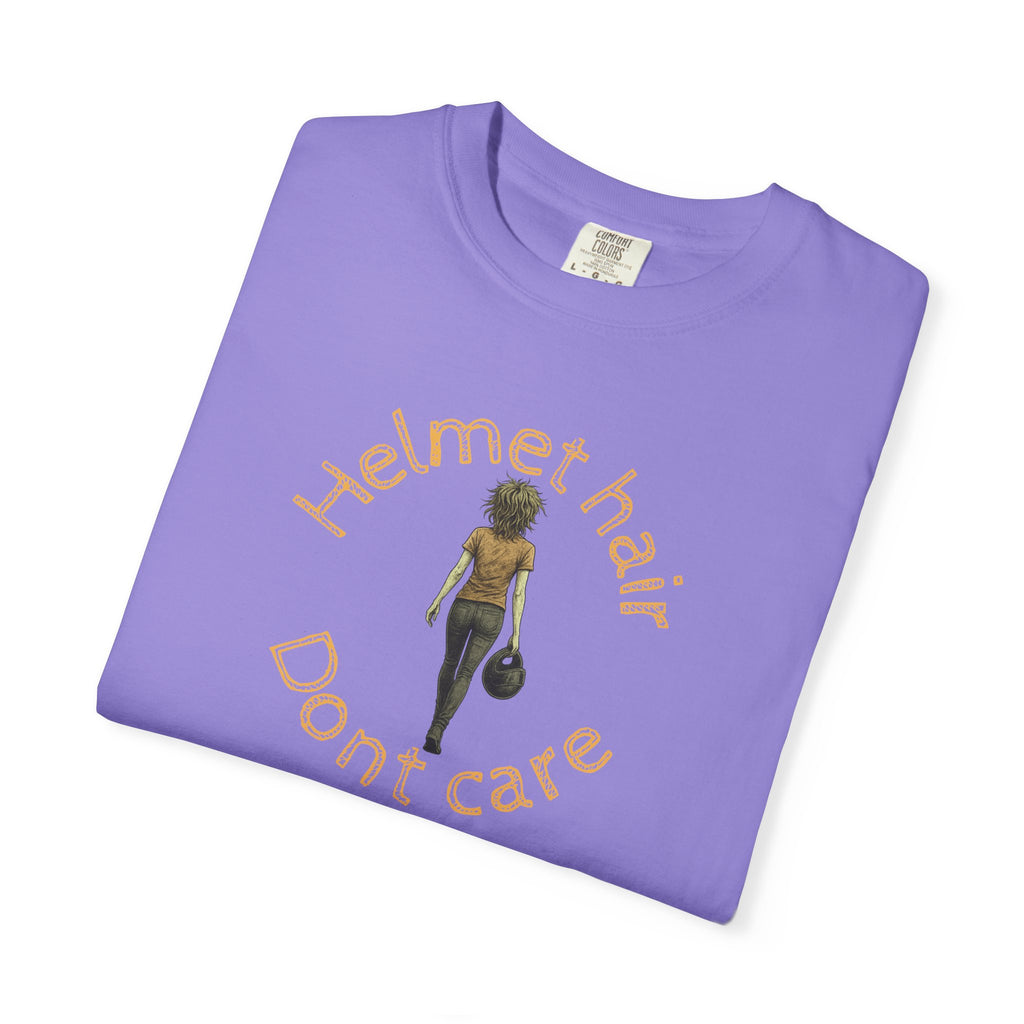 Non UK Sales Motorbike t-shirt  (Helmet hair, Dont care) Y/B