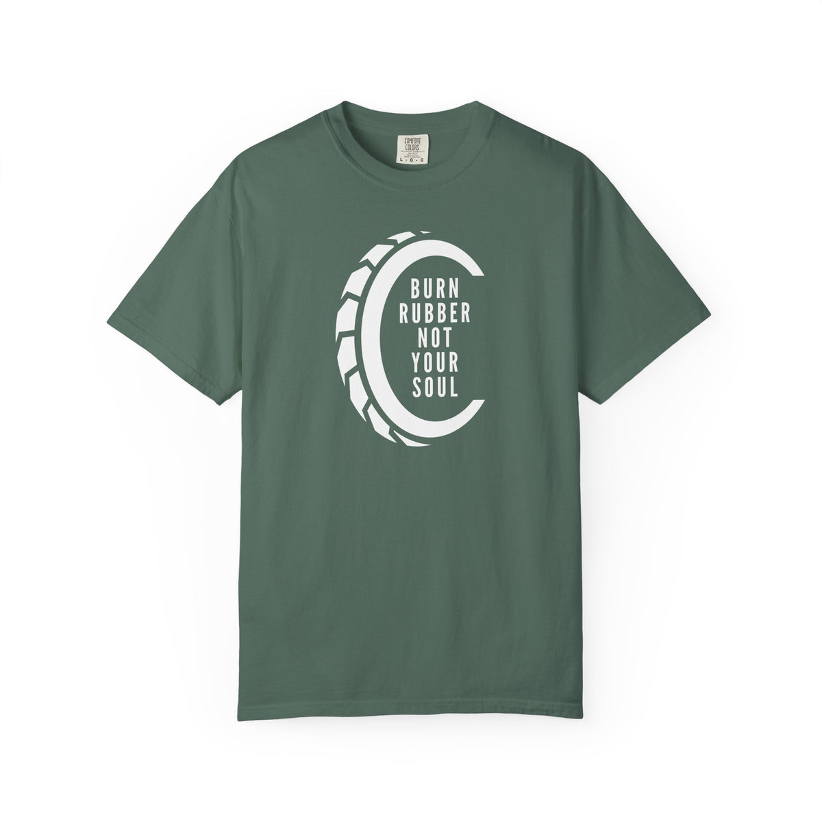 Non UK Sales Motorbike t-shirt  (Burn rubber, Not your soul) Words W/B
