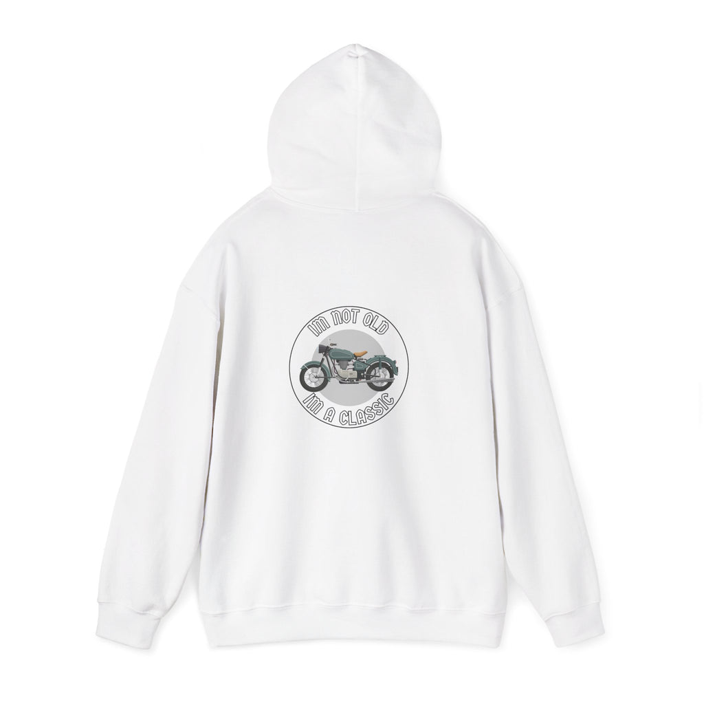 Non UK Sales Hooded Sweatshirt (I'm not old, I'm a classic) B/W