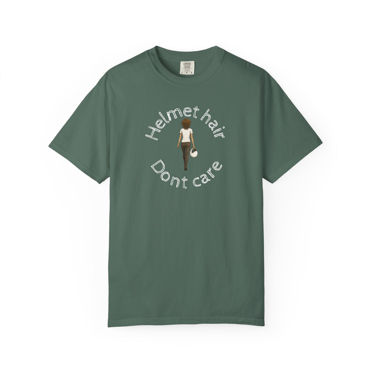 Non UK Sales Motorbike t-shirt  (Helmet hair, Dont care) W/B