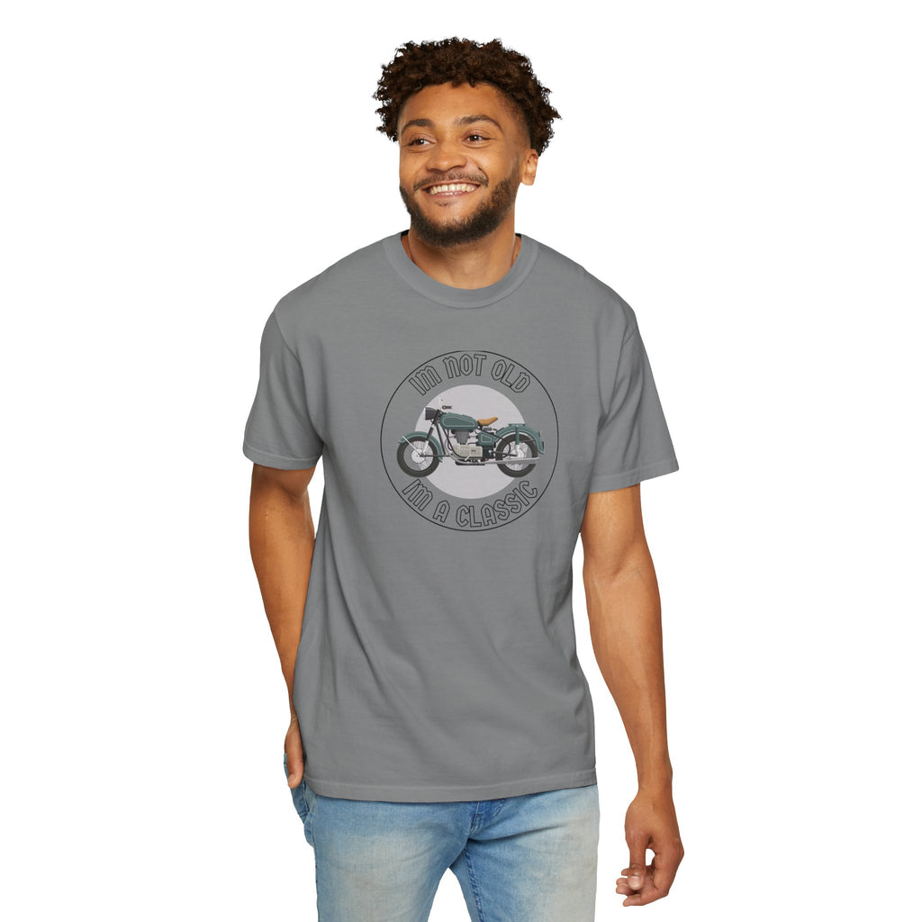 Non UK Sales Motorbike t-shirt  (Im not old, Im a classic) B/W