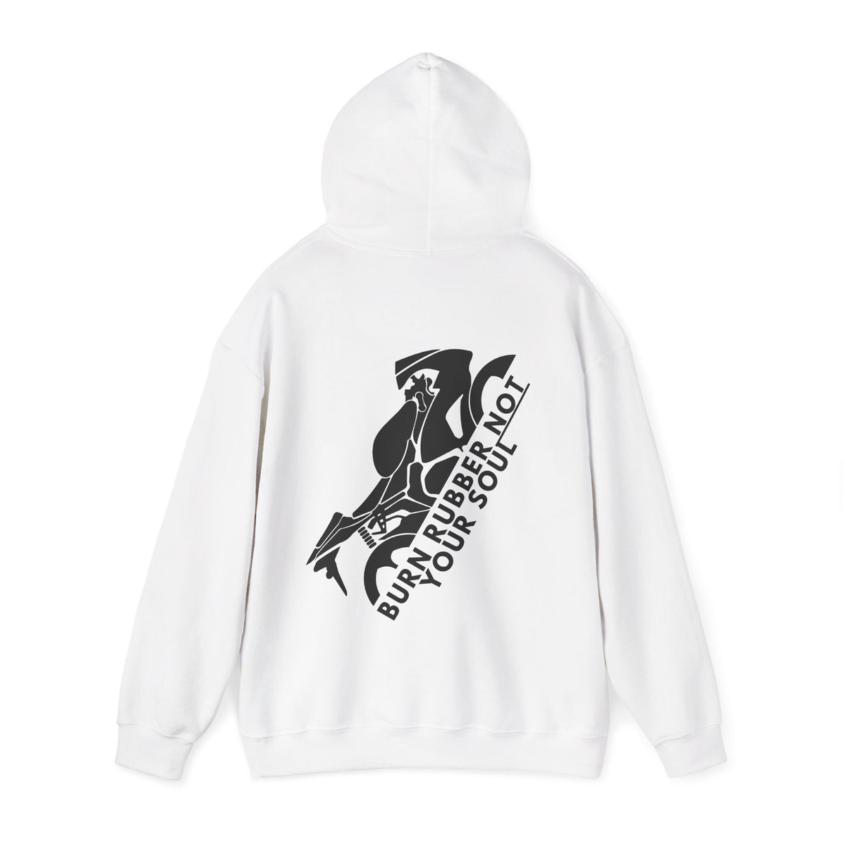 Unisex Heavy Blend™ Hooded Sweatshirt (Burn Rubber, Not Your Soul) 3 Back