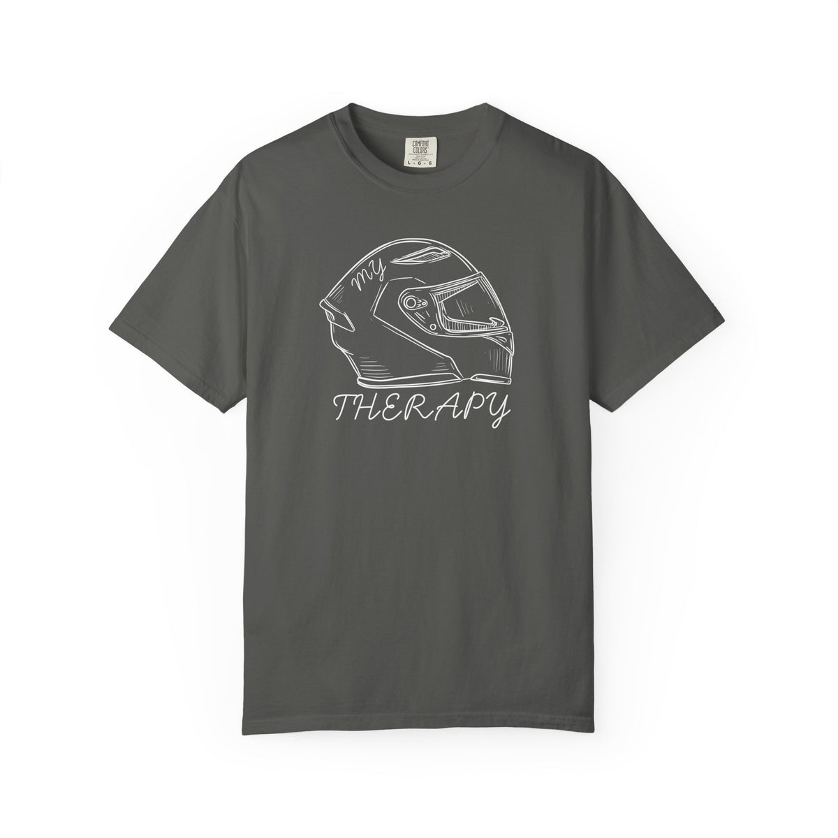 Non UK Sales Motorbike t-shirt  (My therapy)  Helmet W/B