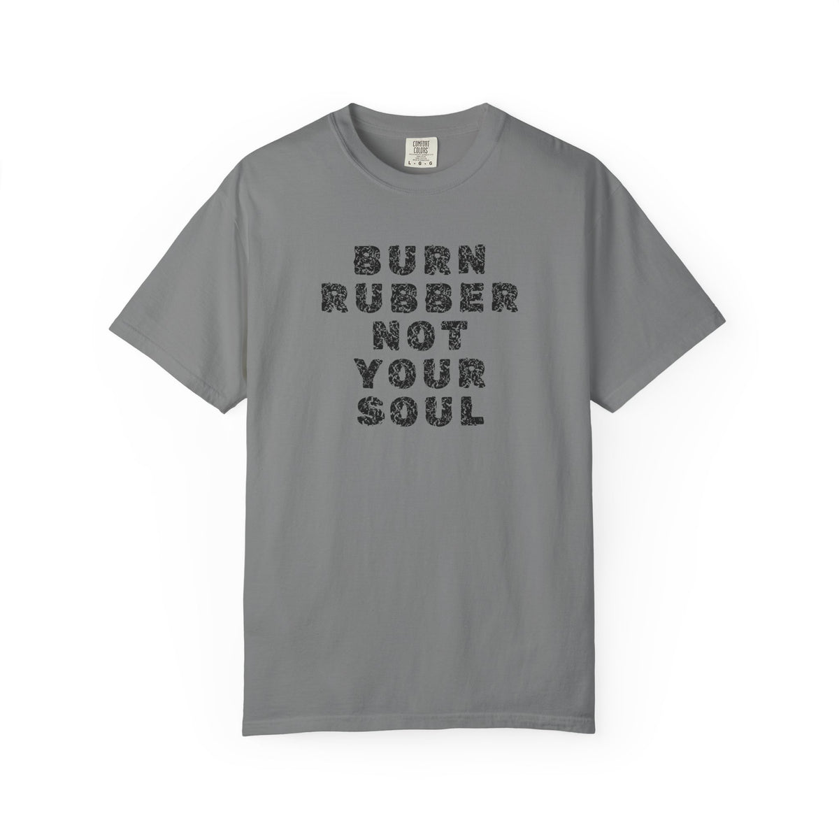 Non UK Sales Motorbike t-shirt  (Burn rubber, Not your soul) Words B/W