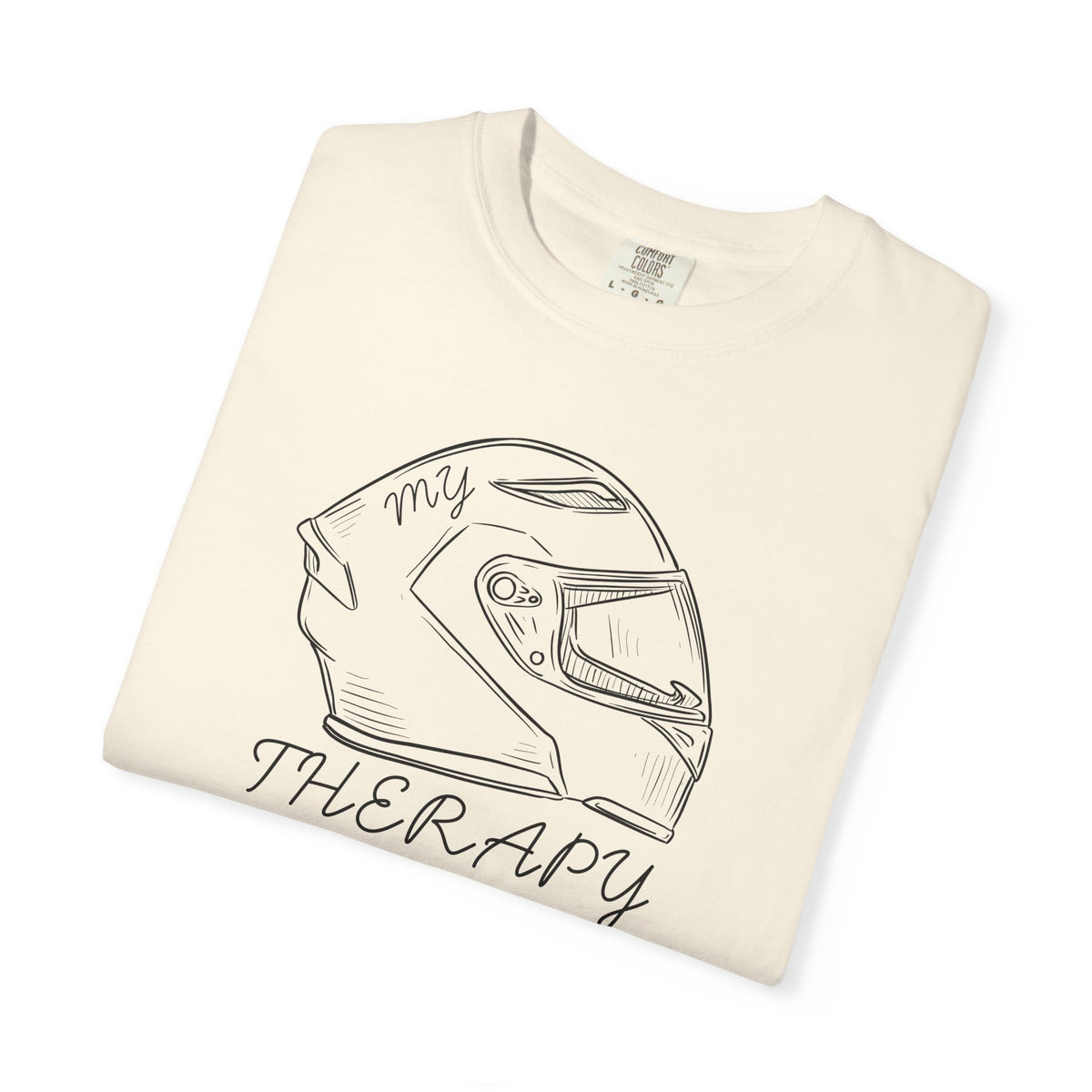 Non UK Sales Motorbike t-shirt  (My therapy)  Helmet B/W