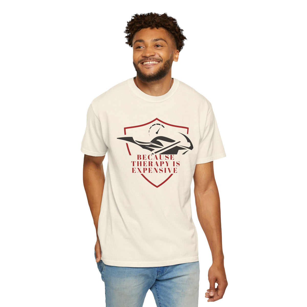 Non UK Sales Motorbike t-shirt  (Because Therapy is expensive) R/W