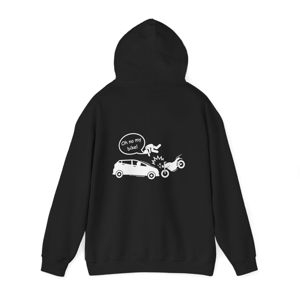 Non UK Sales Hooded Sweatshirt (Oh no my bike (Car) B/W
