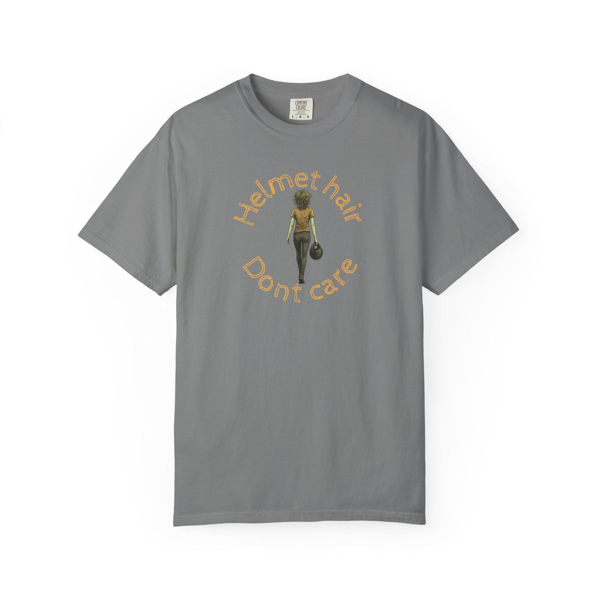 Non UK Sales Motorbike t-shirt  (Helmet hair, Dont care) Y/B