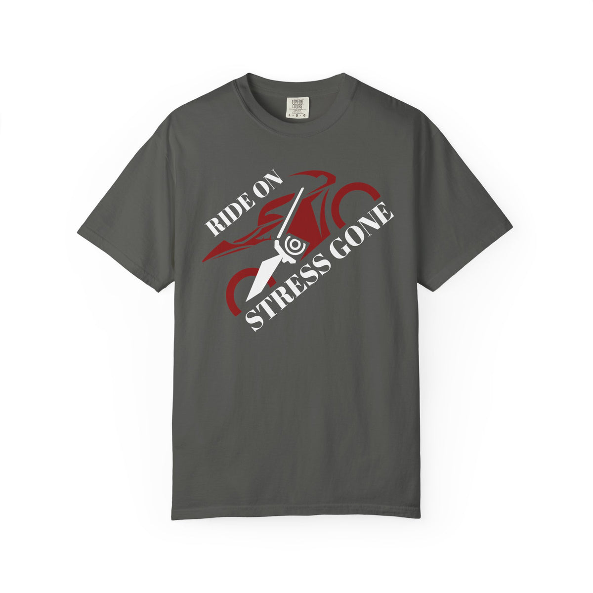 Non UK Sales Motorbike t-shirt  (Ride on, Stress gone)  R/BA
