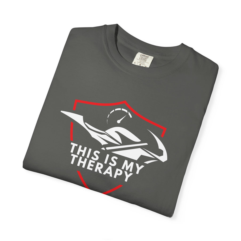 Non UK Sales Motorbike t-shirt  (This is my therapy)  WR/B