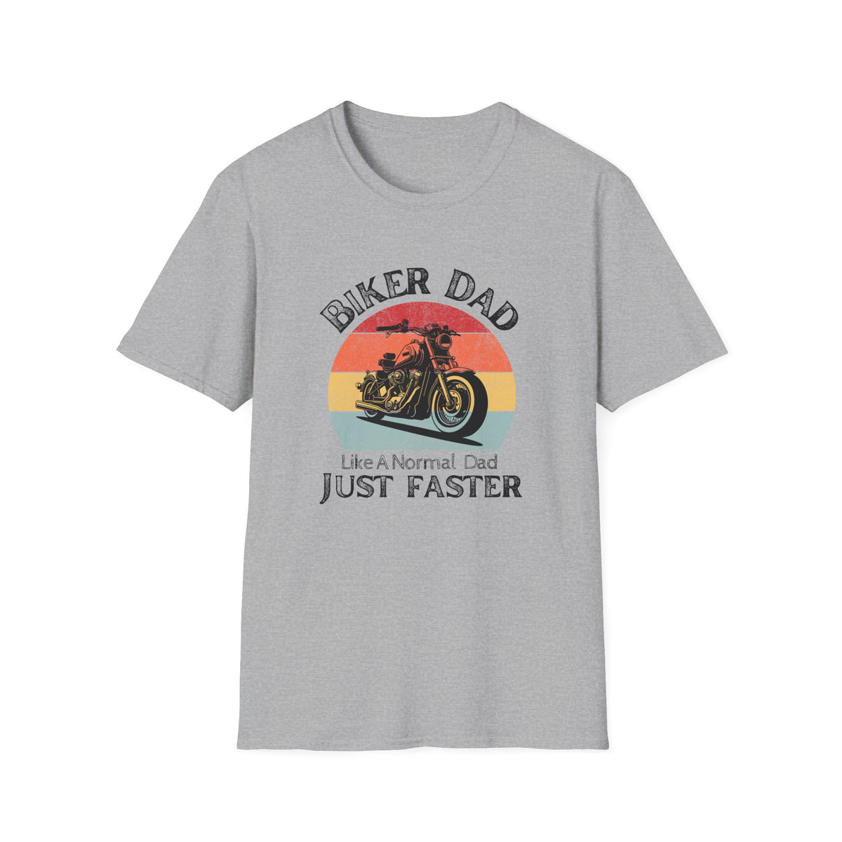 Motorbike T-shirt with 'Biker dad, Like a normal dad, Just faster'