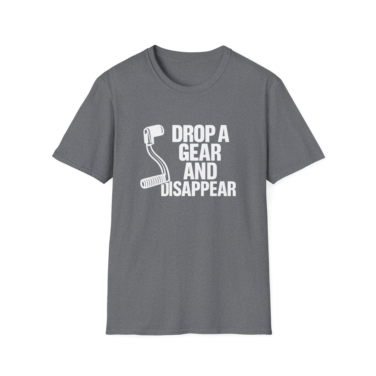 Motorbike T-shirt with 'Drop a gear and disappear'