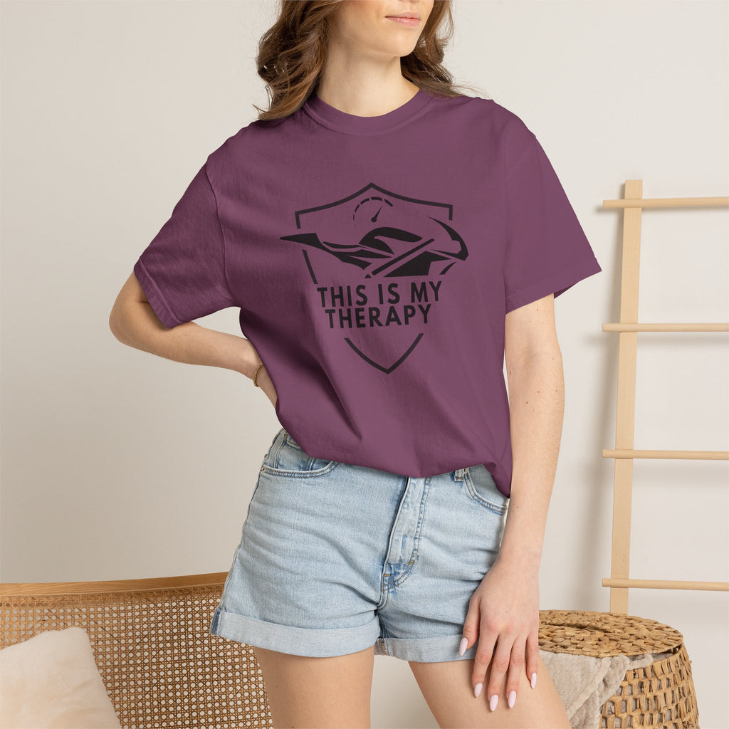 Non UK Sales Motorbike t-shirt  (This is my therapy)  B/W