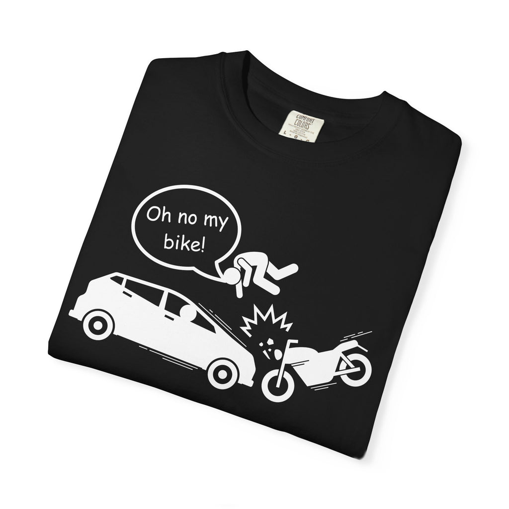 Non UK Sales Motorbike t-shirt (Oh no my bike) Car W/B