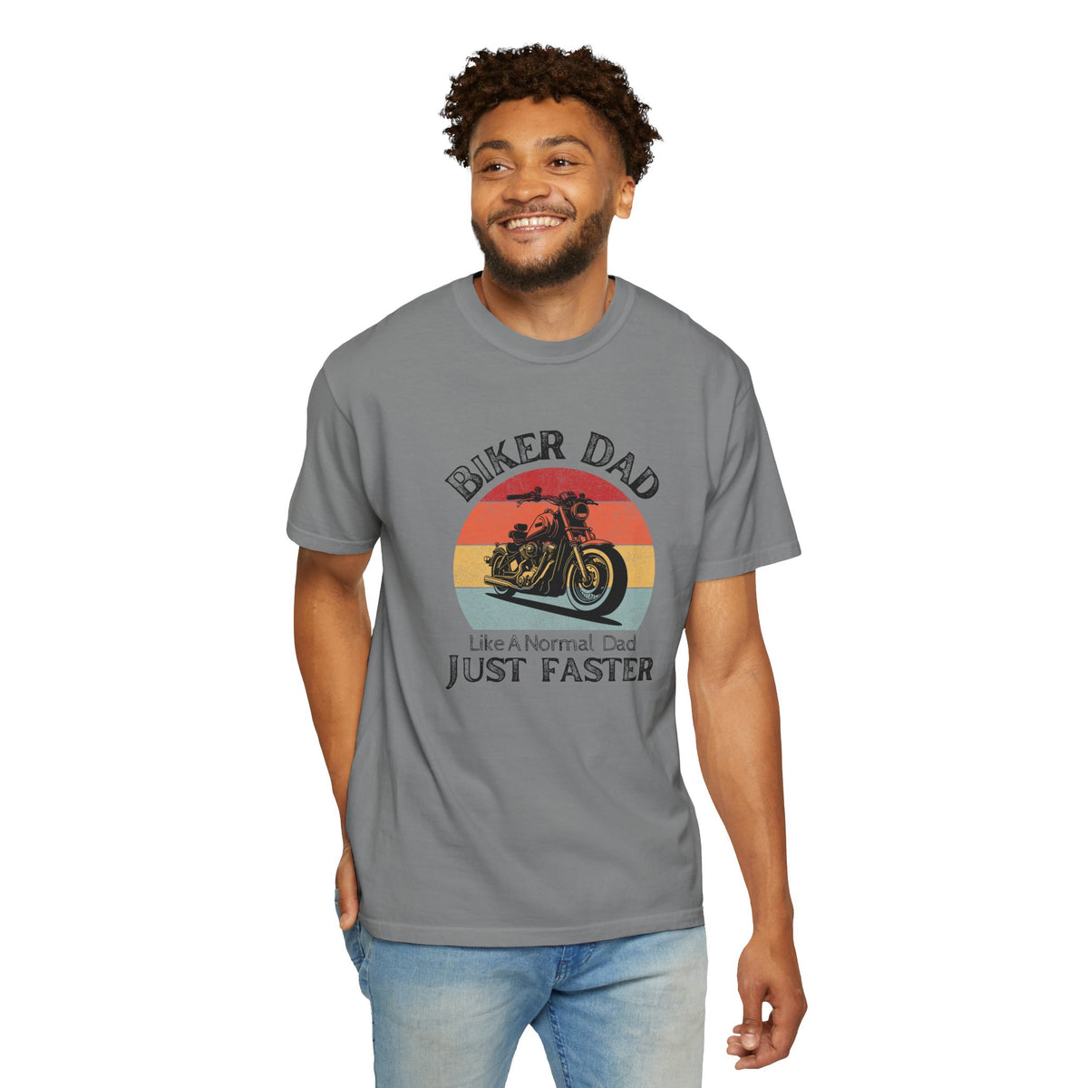 Non UK Sales Motorbike t-shirt  (Biker Dad, Like a normal Dad, Just faster) B/W